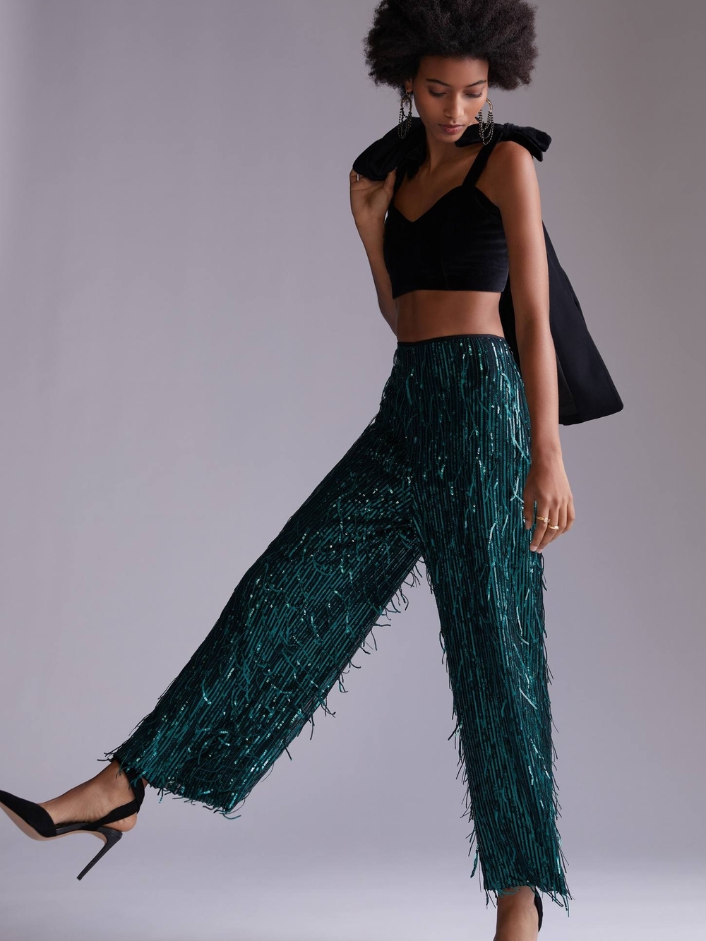 Maeve By Anthropologie Feder- und Pailletten-Verzierte Hosen